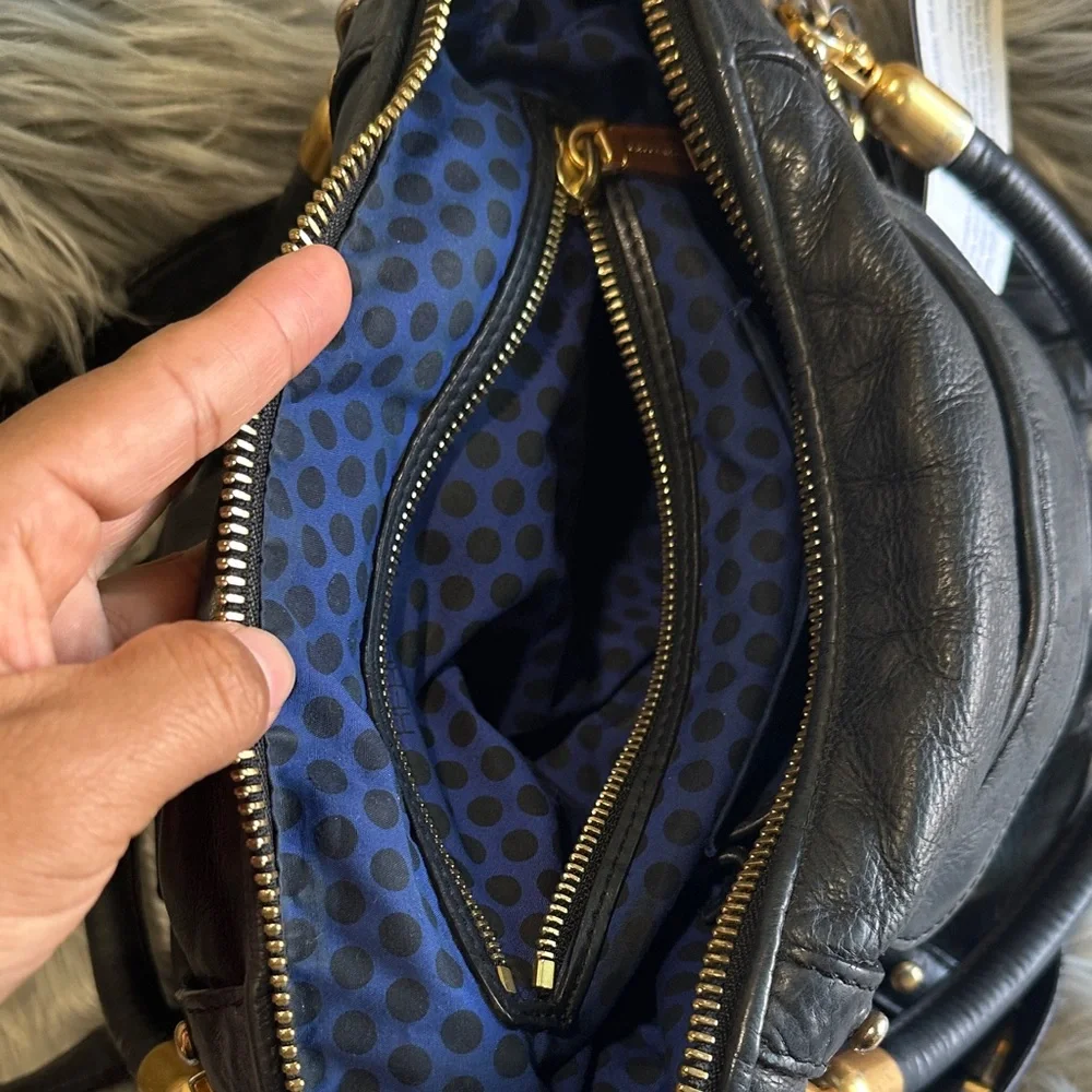 Rebecca Minkoff Black Leather Shoulder Bag with Gold Hardware (